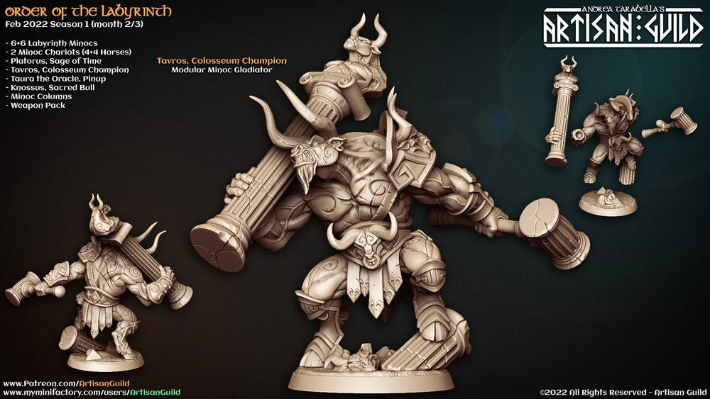 Tavros Colosseum Champion - Guilde d'Artisans | Minotaure | Barbare | Guerrier | Homme | Fantaisie | Mêlée | Guerrier, Frostgrave | DnD | Pathfinder
