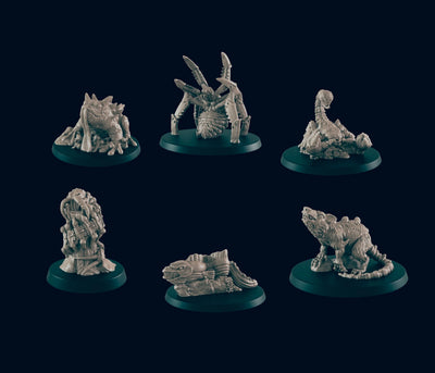 6 Giant Creature Miniature Pack - EC3D | DnD | Centipede | Spider | Toad | Rat | Eel | Scorpion | 28mm 32mm | Pathfinder | Monster | TTRPG