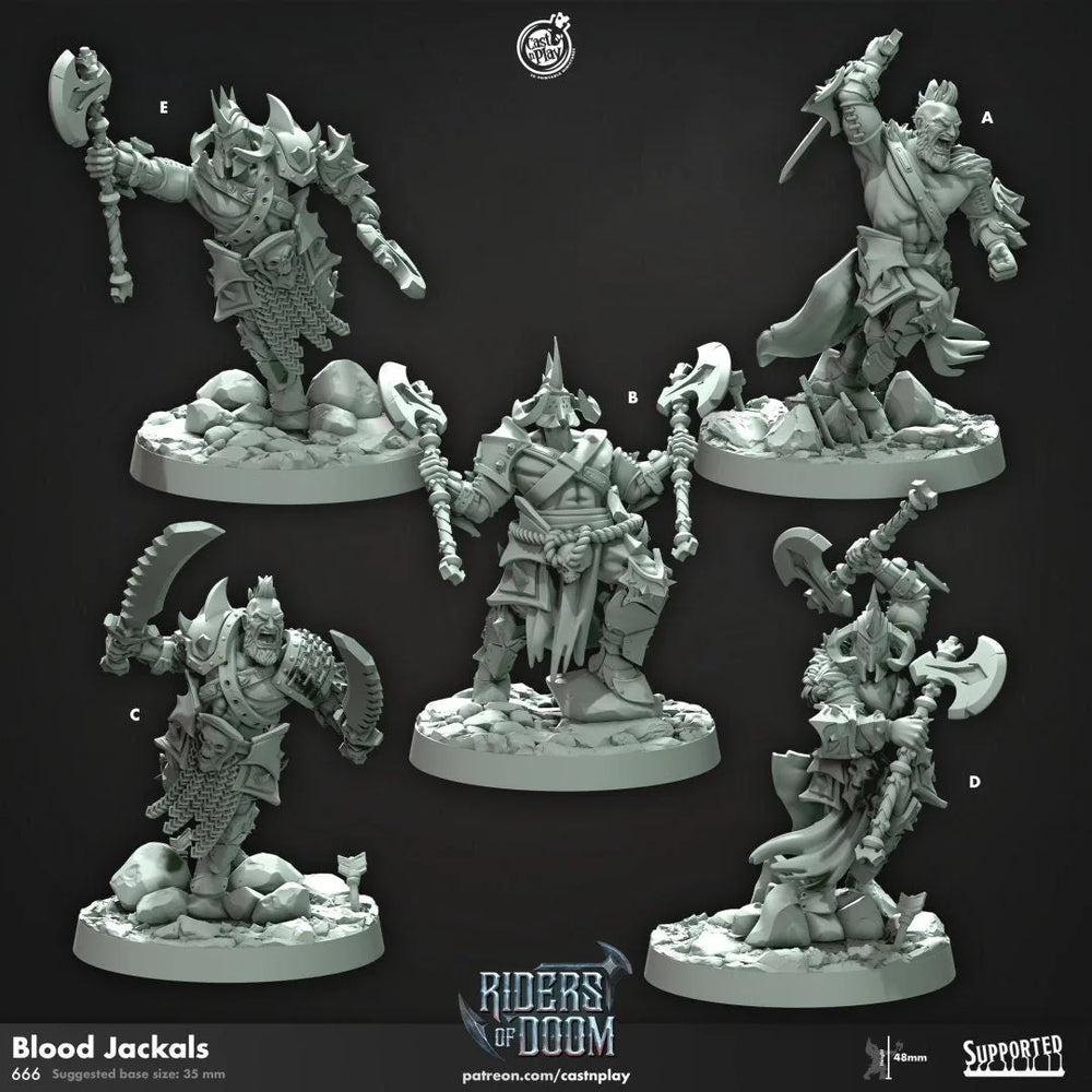 Jackals de Sang - miniature donjon et dragon - Cast N Play Cavaliers de la Ruine - Jeux de guerre, Humain, Homme, Guerrier, Barbare, Chaos, Maléfique, Mort-vivant, Corps à corps
