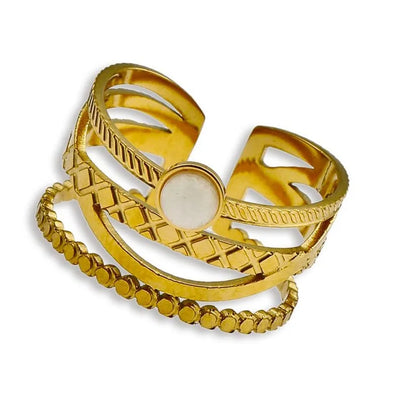 NADIA Or : Bague empilable avec centre en pierre