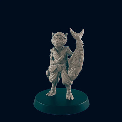 Pêcheur Homme Félin - EC3D | DnD | Félin | Villageois | Commun | 32mm | Pathfinder | Frostgrave | TTRPG | Wargaming