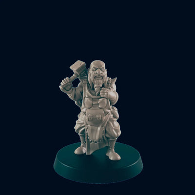 Forger nain mâle noir 1 - EC3D | DnD | Forge | Villageois | Marchand | Homme | 32mm | Pathfinder | roturier | TTRPG | Wargaming