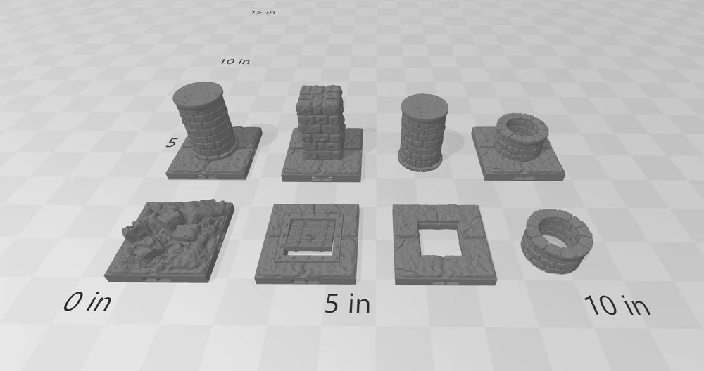 Dungeon Style Fun Floors 1 - DnD 5E, Pathfinder 2E - Tuiles de donjon, DragonLock, Fat Dragon Games, Terrain | Échelle 1" / 28mm | Accessoires