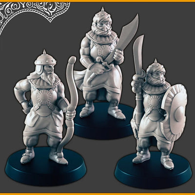 Gardiens du Palais du Désert - Mini D&D - EC3D Scorching Sands, Miniatures du Désert | Villageois | Château | Oriental | Homme | Combattant | Garde du corps | Sable