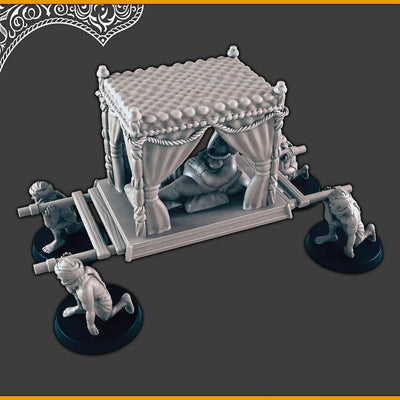 Noble du Désert en Relaxation - Mini DND, Sables Ardents EC3D, Miniatures du Désert | Villageois | Marchand | Commerçant | Sultan | Palanquin | Oriental