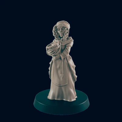 Human Female Washerwoman - EC3D | DnD | Variant | Villager minis | peasant | Innkeeper | 32mm | Pathfinder | commoner | TTRPG | Wargaming