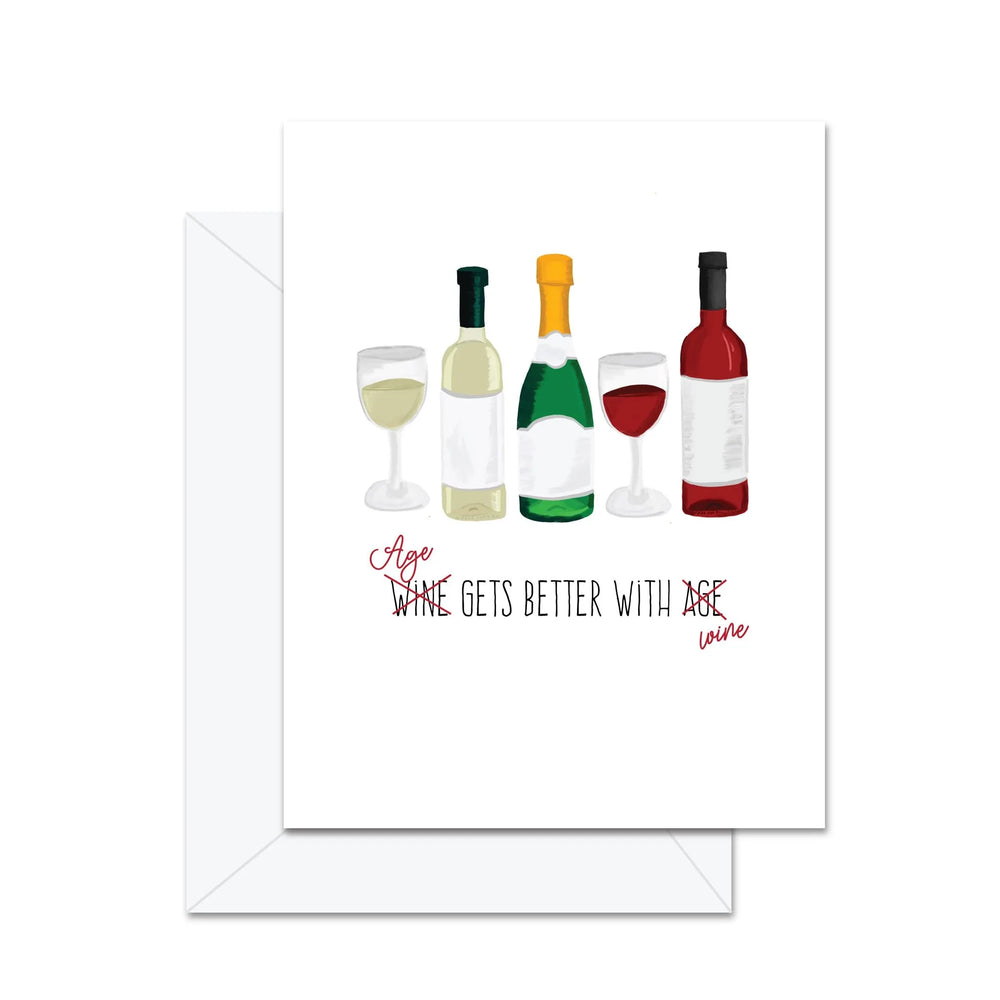 L'âge s'améliore avec le vin - Carte de souhaits