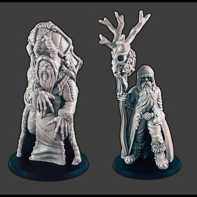 Klaus le Druide et Krampus - Miniatures D&D - EC3D Wintertide, Humain | Druide | Wendigo | Noël | 32mm | Neige | Arctique | Hiver