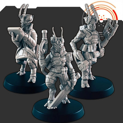 Sci-fi Insectoid Aliens mini set - EC3D | Legion | Cyberpunk | Starfinder | Scifi | Futuristic | Alien | Scientist | Explorer | Warrior