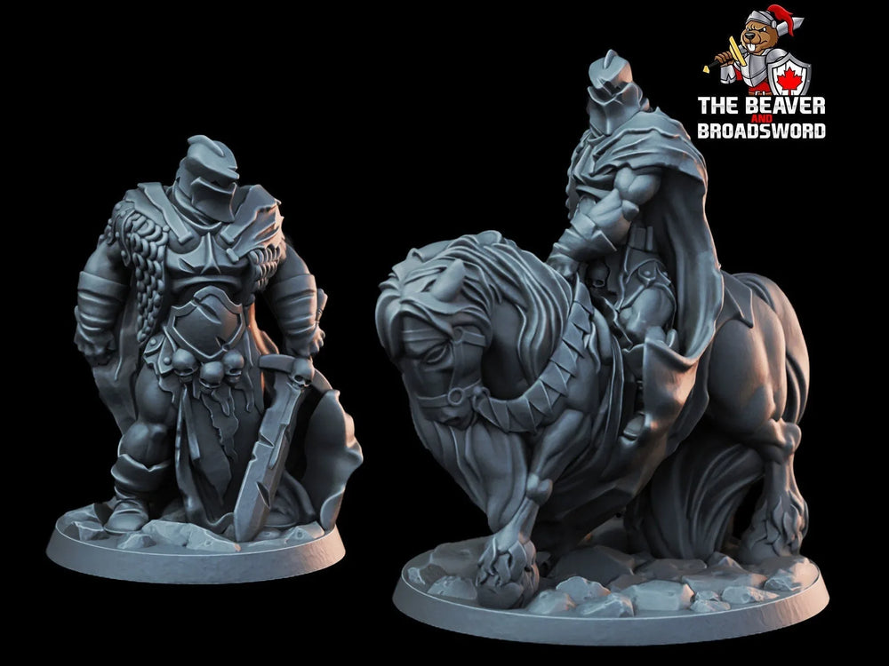DnD Fallen Knight Mini Set - Arbiter Minitatures - Fighter | Paladin | Wargaming | Pathfinder | Horse | Cleric | Bandit | Brute | Male 28mm