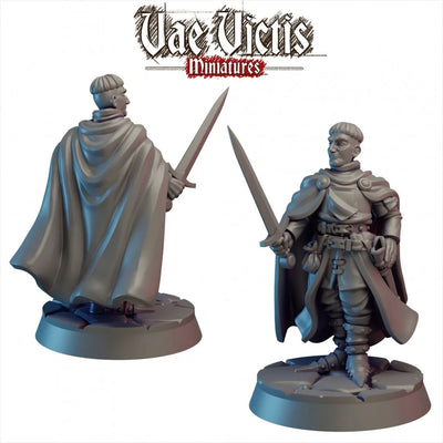 Knight 28/32mm mini - Vae Victis | DnD | Human | Fighter | Paladin | Male | Pathfinder | TTRPG | Wargaming | Frostgrave | Eldritch, Villager