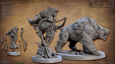 Ranger Viking Féminine dnd Mini - Artisan Guild | Ours | Humain | Féminin | Viking | Barbare | Guerrier | Pathfinder | Wargaming | 28mm 32mm