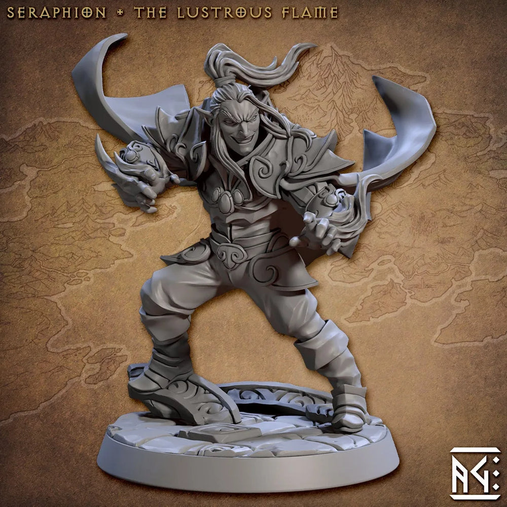 Seraphion, Elven Sorcerer 28/32mm mini - Artisan Guild | Alfar | Drow | Male | Wizard | Warlock | Pathfinder | Wargaming | Forest | Wood