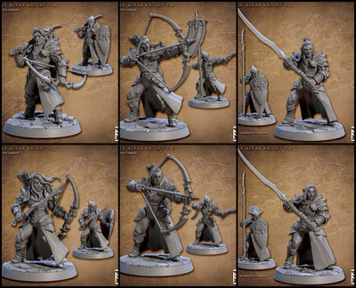 Elven Knights 28/32mm mini set - Artisan Guild | Alfar | Drow | Male | Female | Fighter | Ranger| Pathfinder | Wargaming | Army | Unit