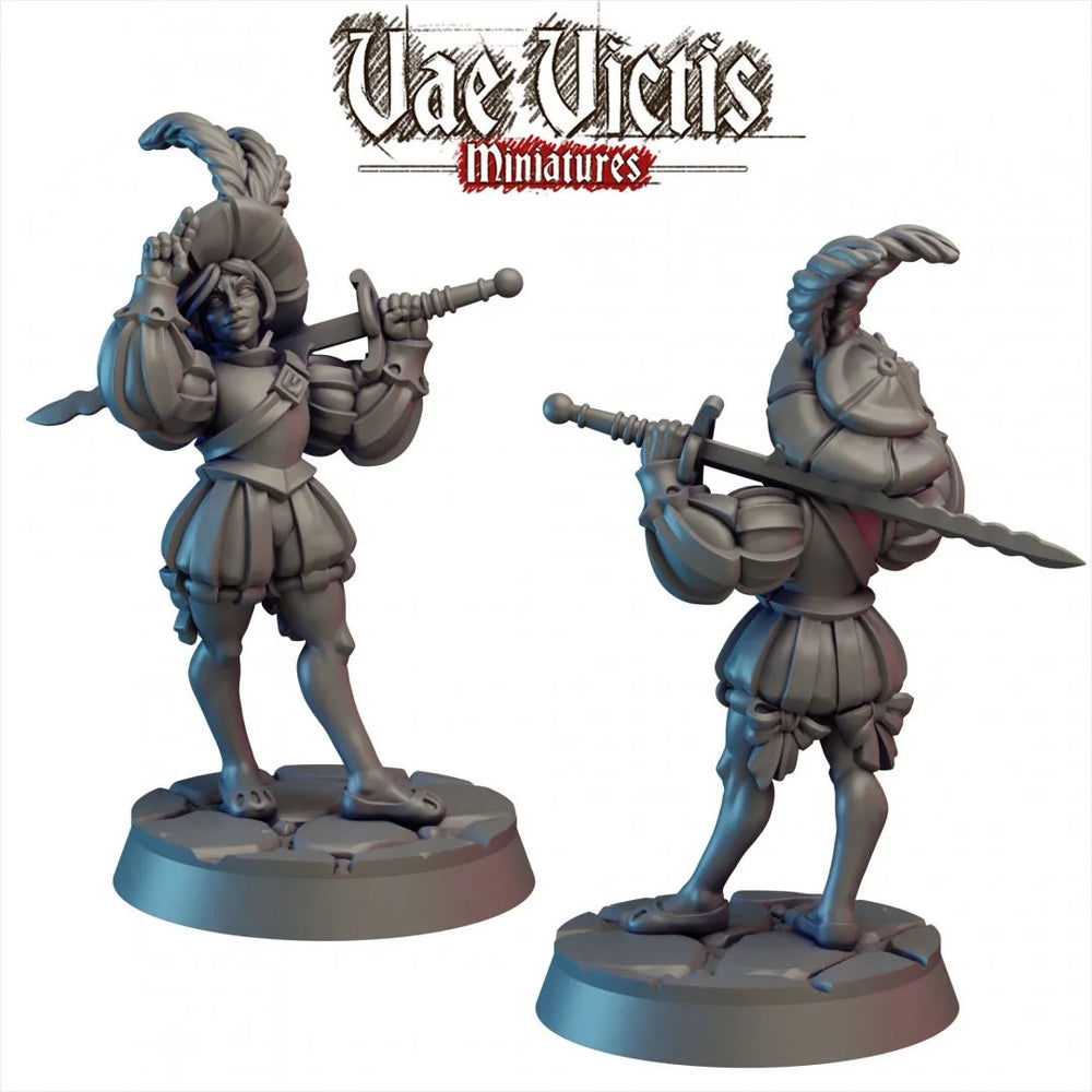 Landsknecht girl 28/32mm mini - Vae Victis | DnD | Paldin | Fighter | Human | Pathfinder | TTRPG | Female | Frostgrave | Monster
