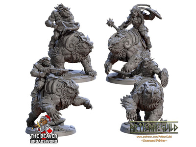 Greatgoblin Owlbear Cavalry Mini Set - Artisan Guild, DnD | Male | Fighter, Animal, Hobgoblin, Pathfinder | Orc | Wargaming | Goblin | Mount