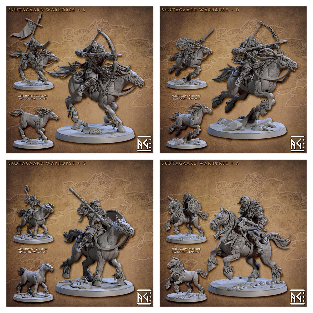 Ensemble de figurines Northmen Riders dnd - Viking | Nordique | Homme | Femme | Guerrier | Barbare | Fantaisie, Destrier | Pathfinder | Jeux de guerre, 28mm 32mm