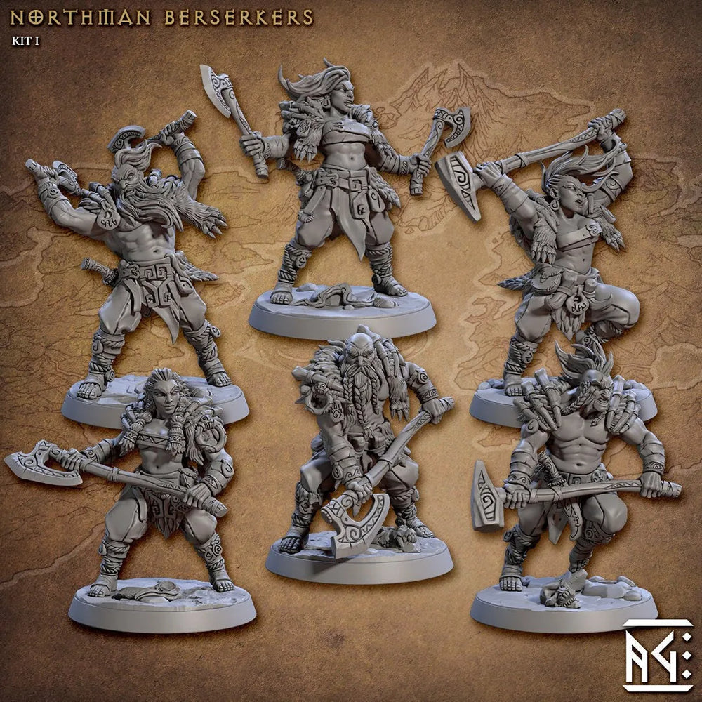 Ensemble de miniatures Northman Barbarians pour JdR - Artisan Guild, JdR | Homme | Femme | Viking | Barbare | Guerrier | Pathfinder | Wargaming | 28mm 32mm