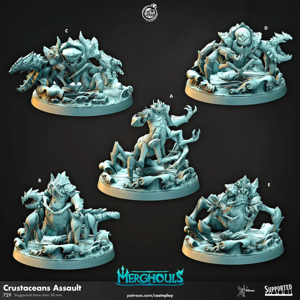 Crustacean Assault - dnd and wargaming miniature - Merfolk, Pathfinder, Aquatic, Crab, Shellfish, Fighter, Monster, Underwater, Deep Sea