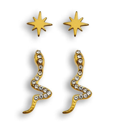 Ensemble de 2 paires de clous d'oreilles GAHIJI