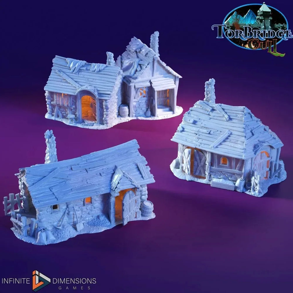 Ensemble de miniatures Les taudis - Dnd, Wargaming, Train miniature | Village | Taudis | Médiéval | Fantastique | D&D | Terrain | Torbridge