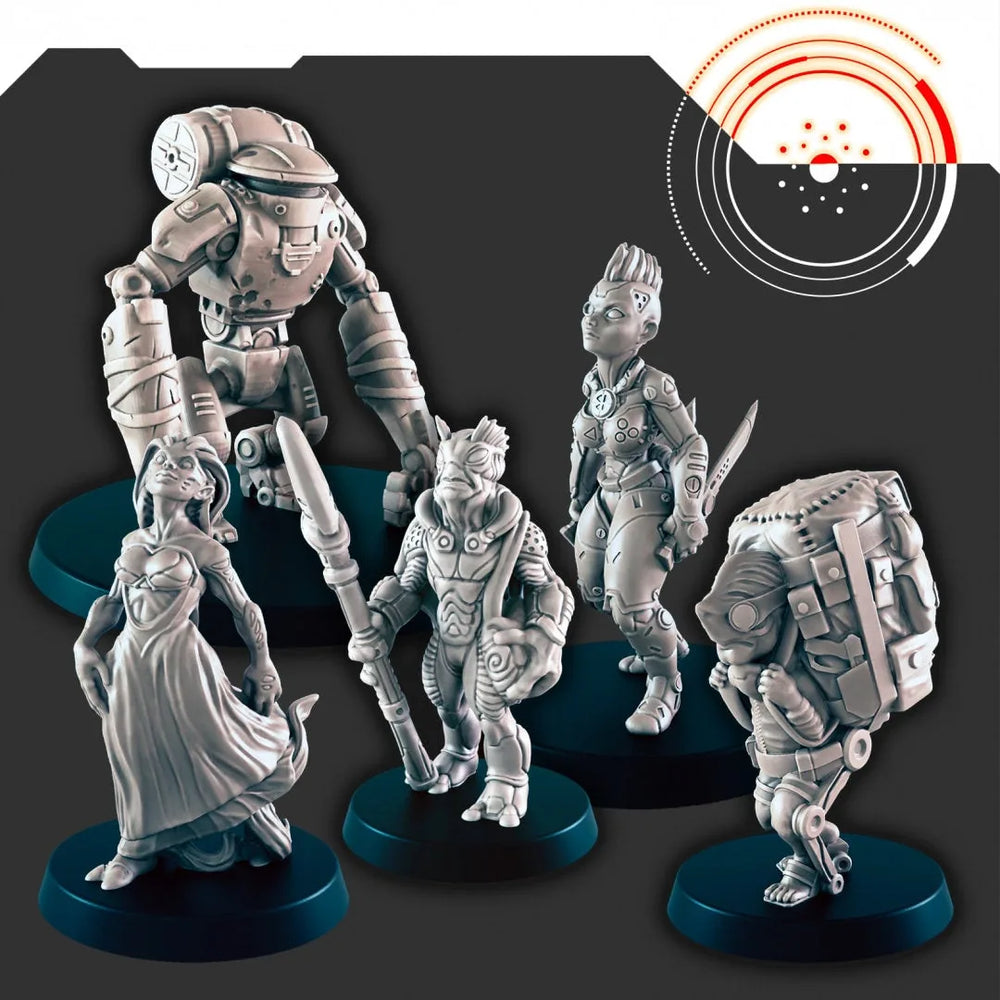 Sci-fi TITUS X mini set - EC3D | Legion | Cyberpunk | Starfinder | Scifi | Futuristic | Cybernetic | Alien | Human | Male | Female | Robot