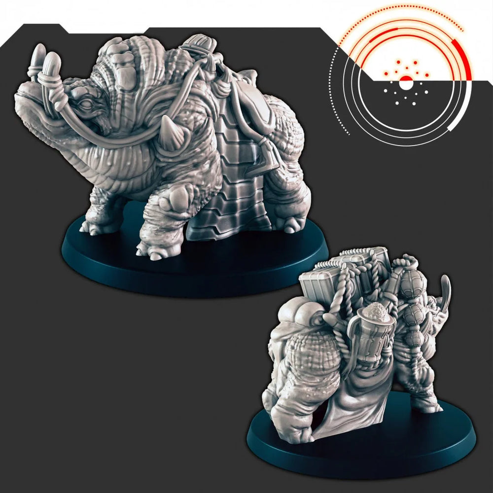 Mini ensemble Uscon, bête de somme extraterrestre de science-fiction - EC3D | Legion | Cyberpunk | Starfinder | Science-fiction | Futuriste | Extraterrestre | Monture |