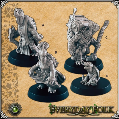 Turtlefolk - EC3D, DnD | Tortle | Gens | Villageois | Commun | Gens-tortue | 28mm 32mm | Pathfinder | Fantaisie | Jeux de guerre | Frostgrave