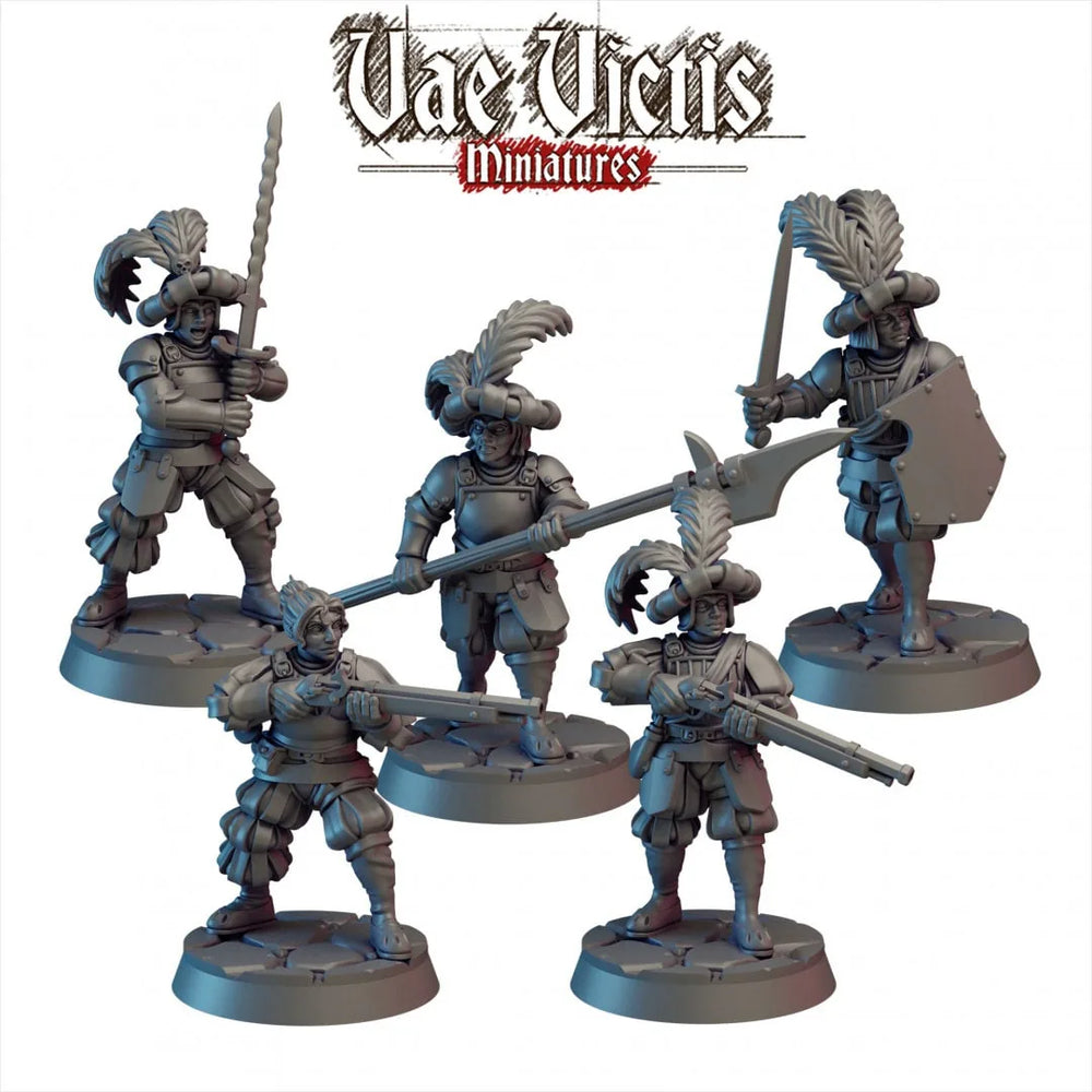 Ensemble Mini Guerriers d'élite - Vae Victis, DnD | Villageois | Gardes | Humain | Homme | Femme | 28mm | Pathfinder | Fantaisie | Jeux de guerre