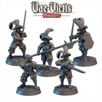 Ensemble Mini Guerriers d'élite - Vae Victis, DnD | Villageois | Gardes | Humain | Homme | Femme | 28mm | Pathfinder | Fantaisie | Jeux de guerre