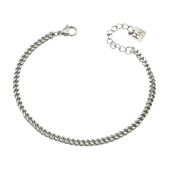 BILLIE Argent (Or Blanc) : Bracelet Chaîne Cubaine Argenté