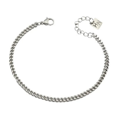BILLIE Argent (Or Blanc) : Bracelet Chaîne Cubaine Argenté