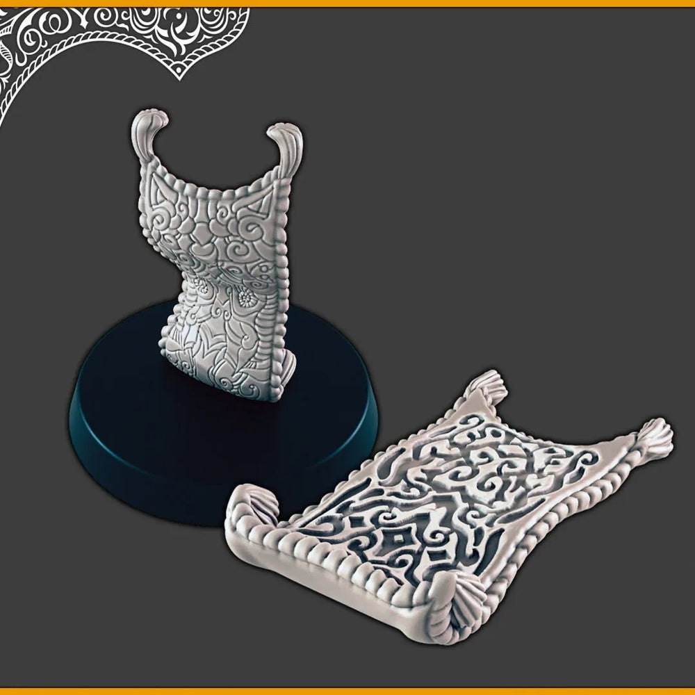 Tapis Magique - Mini DND, EC3D Scorching Sands, Miniatures Désert | Tapis Volant | Grand | Ensorcelé | Oriental | Pathfinder | Oasis | Dunes