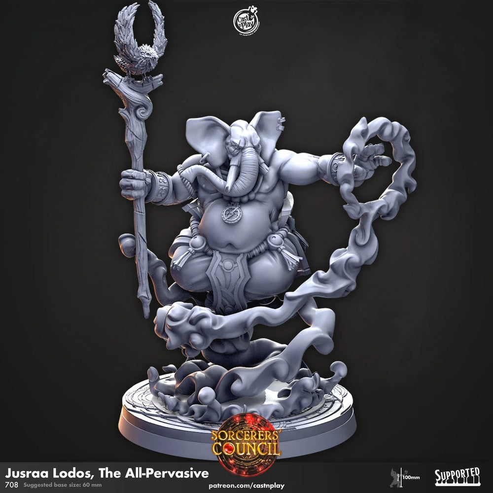Jusraa Lodos, Le Tout-Pervasif - figurine de jeu de rôle et de guerre - Éléphant, Loxodon, Sorcier, Magicien, Occultiste, Grande taille, Homme, Légion de Constructeurs