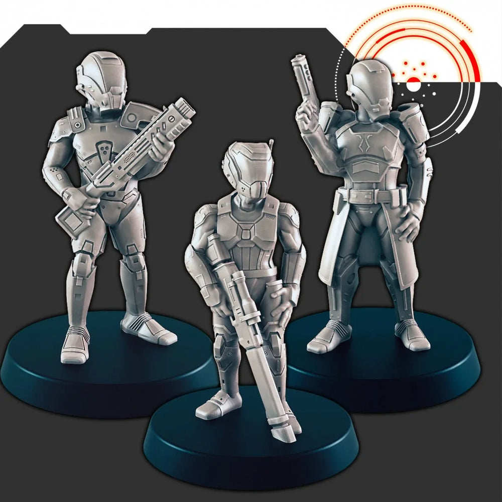 Ensemble mini "Sci-Fi Alliance Patrol" - EC3D | Legion | Cyberpunk | Starfinder | Scifi | Police | Futuriste | Humain | Soldat | Homme | Femme
