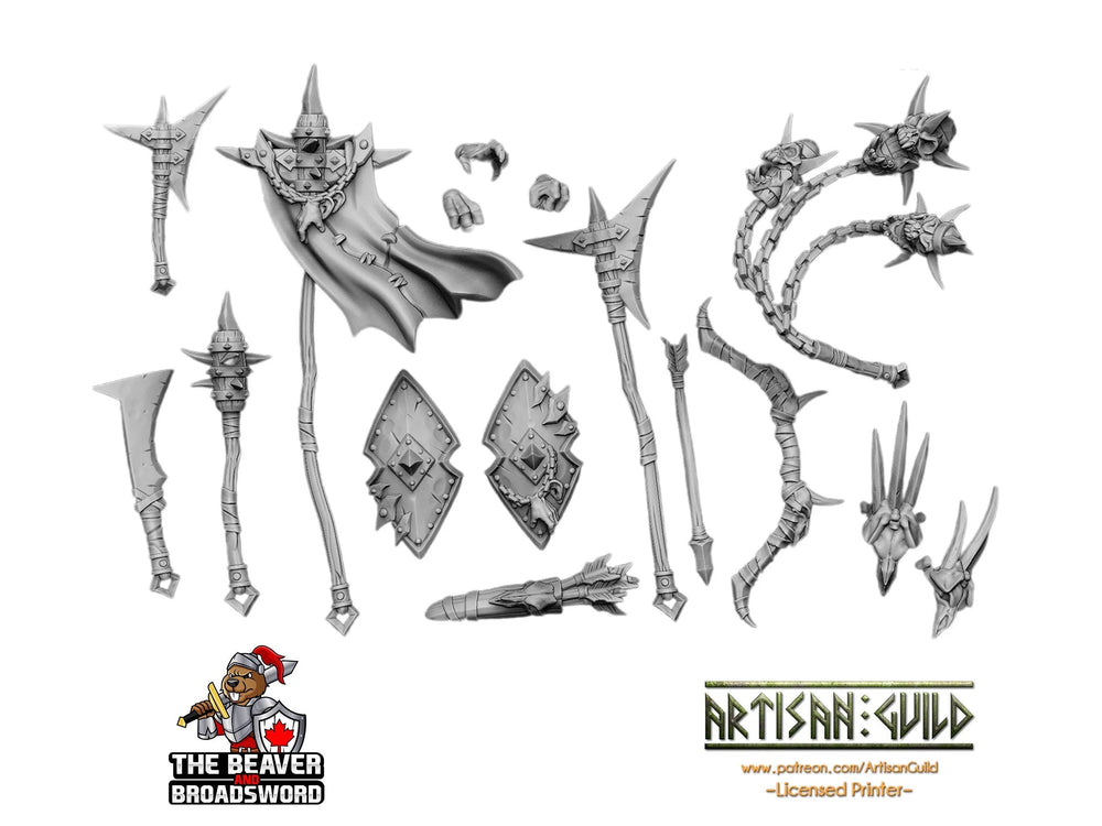 30+ Gnoll Kitbash Weapons  28/32mm mini set - Artisan Guild | Monster | Basing | Custom | Kitbashing | Bits | Sword | Shield | Bow | Halberd