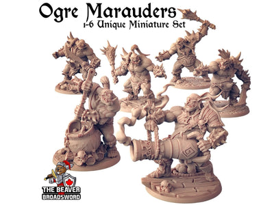 Ogre Marauders 1-6 Mini Bundle - Artisan Guild | DnD | Fighter | Barbarian | Monster | Male | Pathfinder, TTRPG Wargaming | Frostgrave Giant