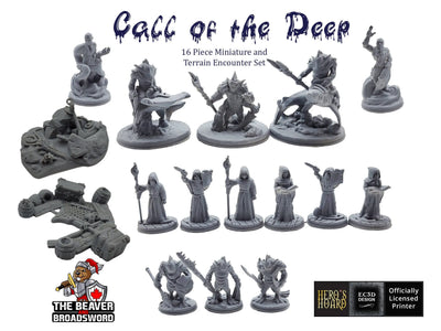 L'appel des profondeurs - Set de figurines D&D - EC3D | Pathfinder 2E | Océan | Culte | Requin | 32mm 28mm | JDR | Jeux de guerre, Sous-marin