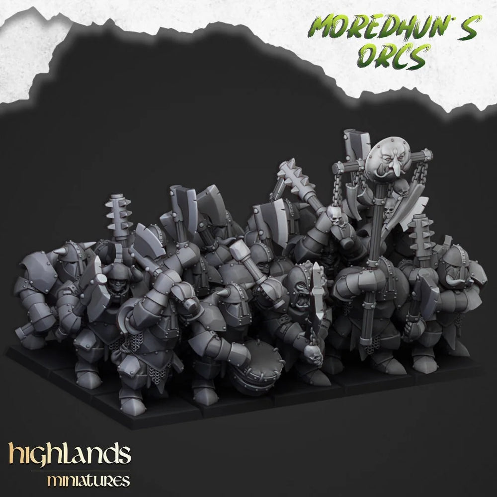 Guerriers Orcs blindés - Highlands Miniatures | Gobelin | Orc noir | Ork | Orcs | Guerrier | Fantaisie | Pathfinder | Wargaming | Escouade | Lourd