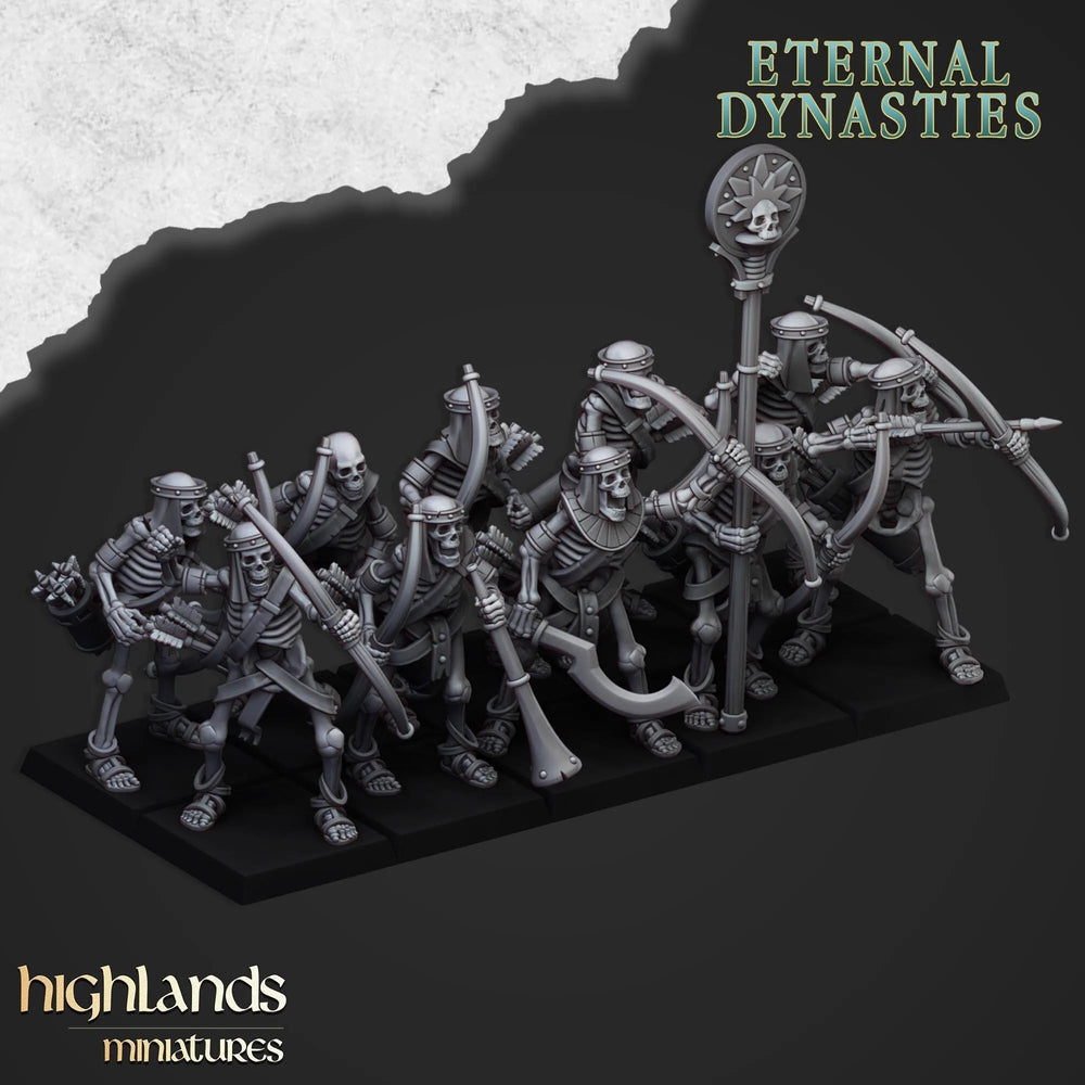 Ancient Skeletons with Bows - Highlands Miniatures | Undead | Skeleton | Lich | Ancient | Desert | Fantasy | Pathfinder | Wargaming