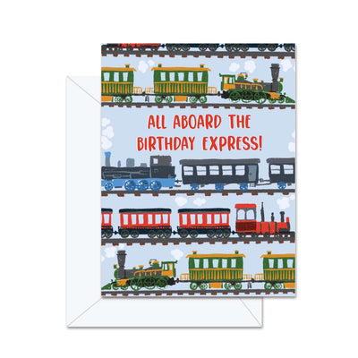 Tous à bord du train d'anniversaire ! - Carte de souhaits
