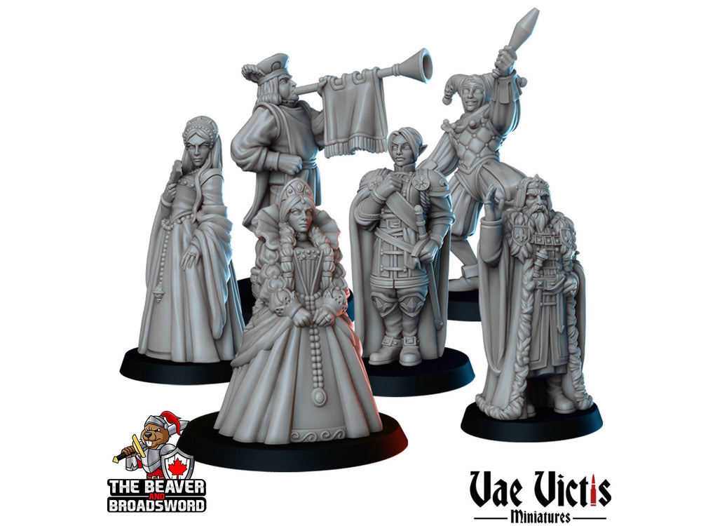 Ensemble Mini Royals - Vae Victis | DnD | Humain | Roi | Reine | Princesse | Bouffon | Nobles | Villageois | Gens du village | Jeux de guerre | Pathfinder