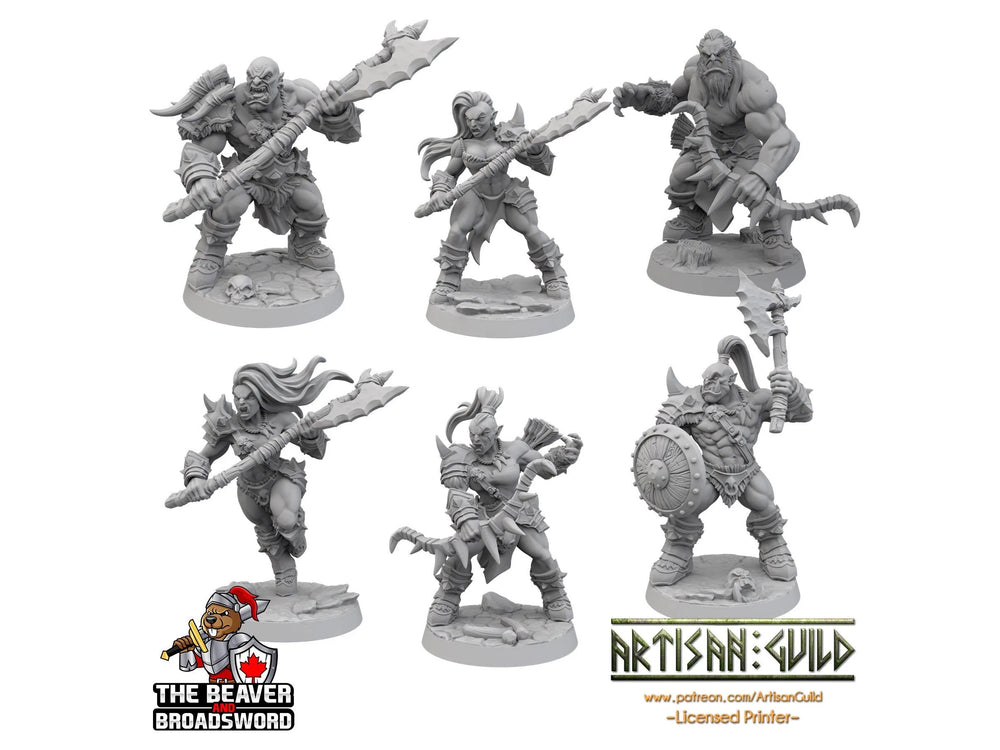 Ensemble de 6 figurines d'Orques barbares pour Donjons & Dragons - Artisan Guild | Barbare | Rôdeur | Guerrier | Gobelinoïde, Pathfinder, JdR, Monstre de jeu de guerre, Lot, Ensemble