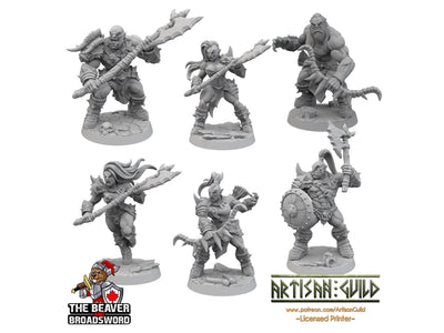 6 Orc Barbarian dnd mini set - Artisan Guild | Barbarian | Ranger| Fighter | Goblinoid, Pathfinder, TTRPG, Wargaming Monster, Pack, Bundle
