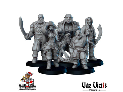 Pirates mini Set - Vae Victis | DnD | Elf | Tabaxi | Dwarf | Human | Thief | Ship | Pathfinder |  Corsair | Anchor | Captain | Pirate