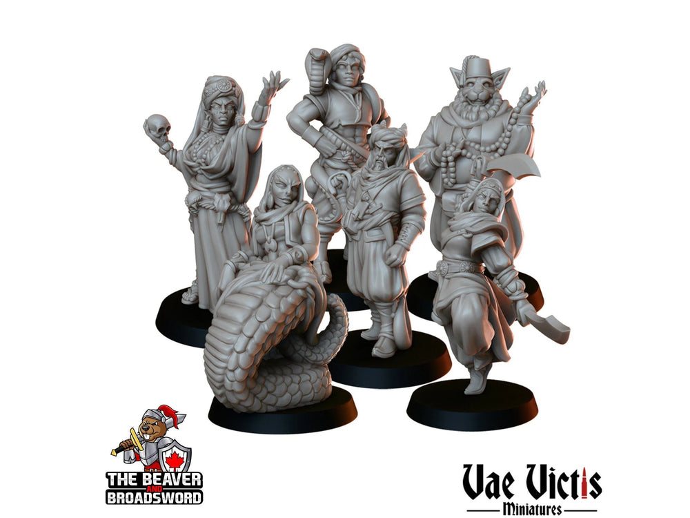 Desert Tribe Mini Set - Vae Victis | DnD | Human | Naga | Merchant | Oasis | Tabaxi | Merchant | Villagers |  Shaman, Wargaming | Pathfinder