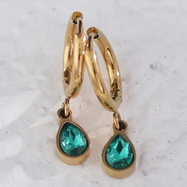 Boucles d'oreilles WINNIE Cristal Émeraude Encapuchonné