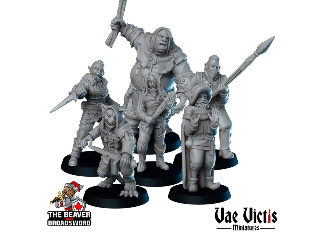 L'Embûche des Bandits - Miniatures DnD - Vae Victis | Elfe | Tabaxi | Ogre | Marchand | Voleur | Voyou | Ensemble | Aventurier | Wargaming | Pathfinder