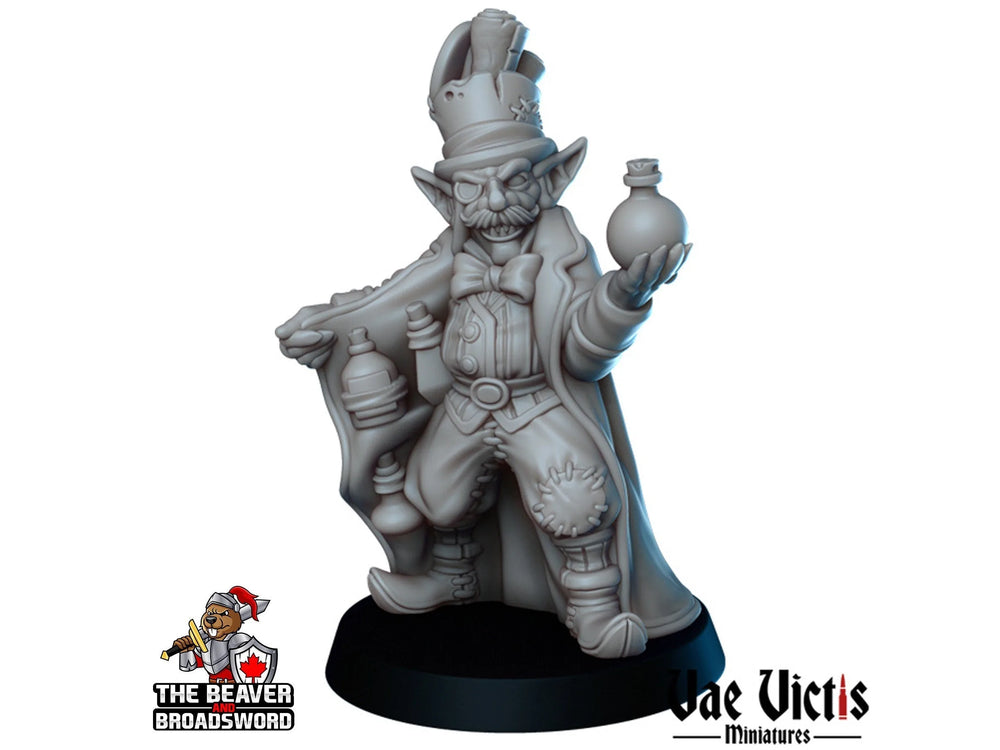 Marchand gobelin DnD mini - Vae Victis | Gens de la ville | Artificier | Marchand | Bricoleur | Gothique | Ville | Sorcier | Pathfinder | Alchimiste