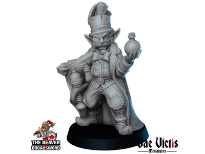 Marchand gobelin DnD mini - Vae Victis | Gens de la ville | Artificier | Marchand | Bricoleur | Gothique | Ville | Sorcier | Pathfinder | Alchimiste